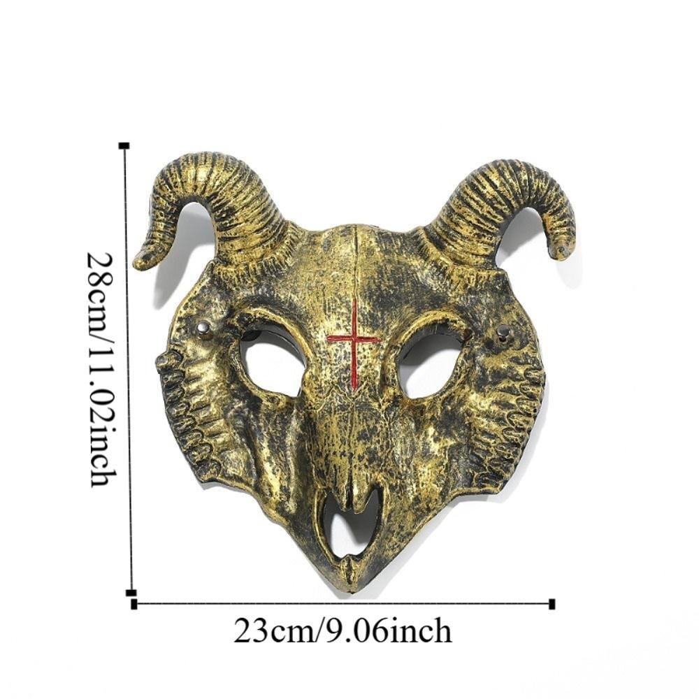 Antelope Halloween Bloody Skull Mask PU Leather Goat Horn Mask Creative Halloween Mask  Women Men