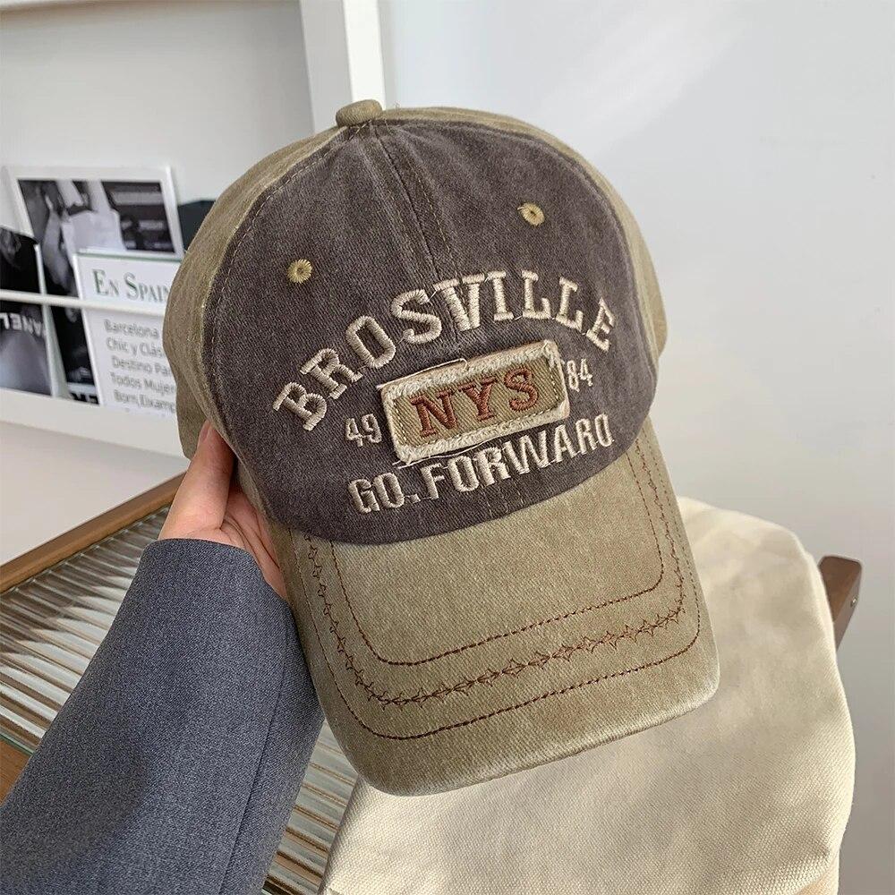 Кепка бейсбольная американская ретро женская мягкая верхняя с надписью, стираная ковбойская шляпа с утиным язычком, широкополая, большая, облегающая лицо, маленькая шляпа