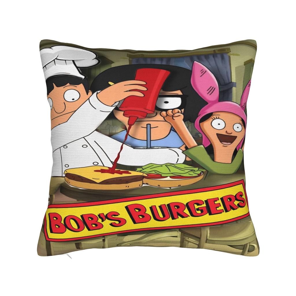 B-Bob Burgers Thanksgiving Pillowcase Cushion Cover  Pillow Covers Soft and Sweet Chair Decorations Zipper Multiple Sizes