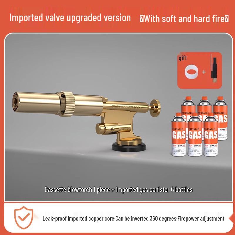 All Copper Flame Torch for Gas Cartridge - Handheld Blowtorch for Pig Hair Removal