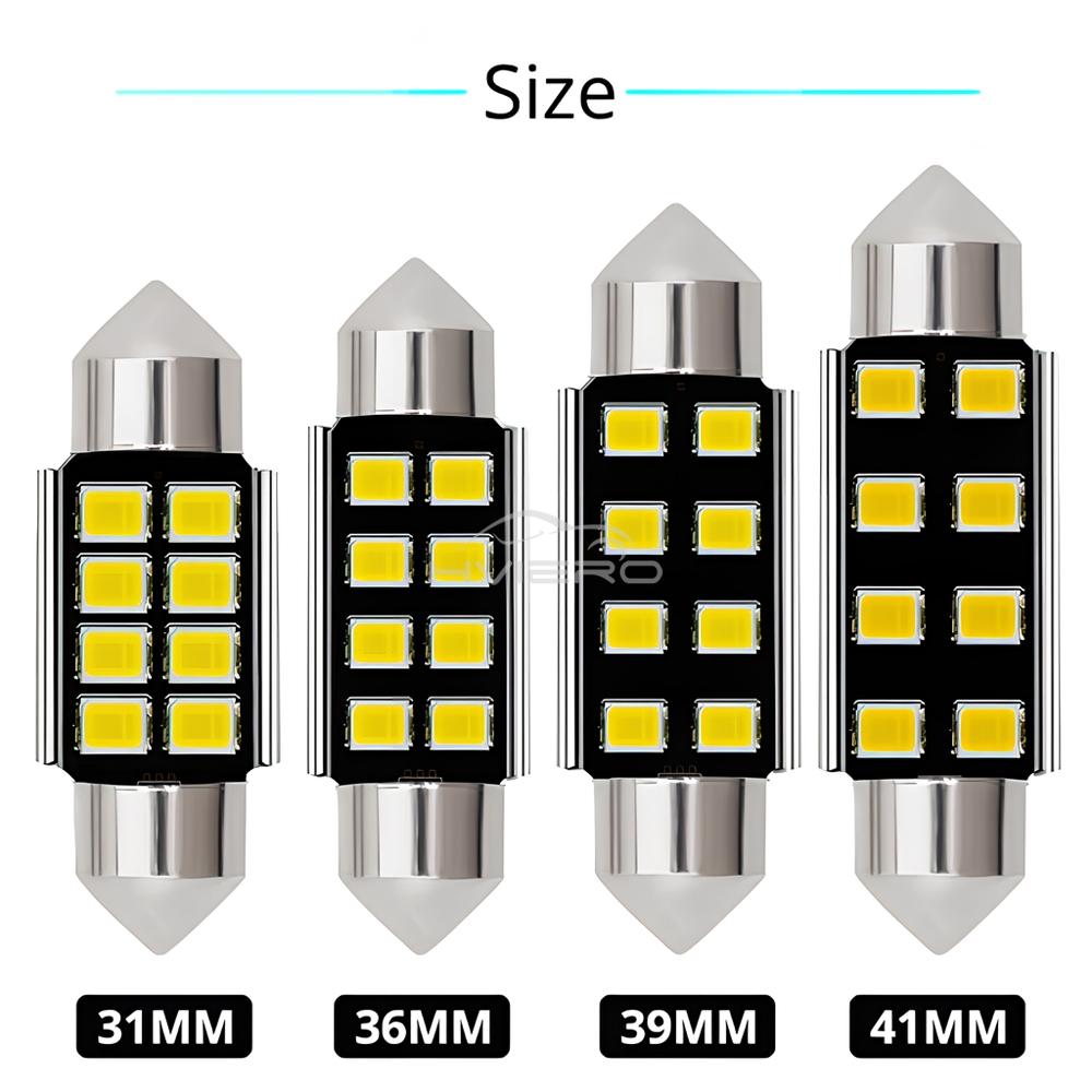 1PCS Festoon C5W C10W Car Reading LEDS 31mm 36mm 39mm 41mm 2835 SMD 8Chips Autos Lantern Dome Lamps Interior Lights White DC 12V Dome Lights 6