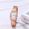 Square Roman Analog Stainless Steel Quartz For Commuting To Work or Fashion Rose Gold Gift for Girlfriend Women's Watch Simple, Stylish, Cute,