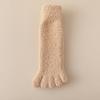 1 Pair Coral Fleece Toe Socks Winter Thick Warm Five Finger Split-Toe Floor Socks Plush Sleep Socks Non-Slip Mid-Calf Socks for Home