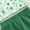 Улица. День святого Патрика для маленьких девочек, укороченный топ с открытой спиной и принтом четырехлистного клевера на бретельках и брюки-клеш, комплект из 2 предметов, одежда на 1-5 лет