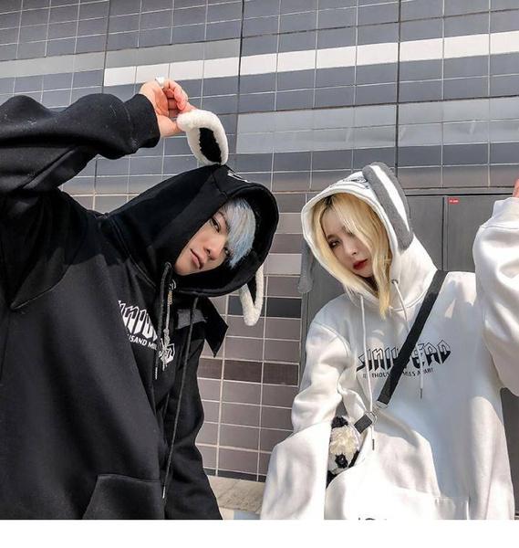 Couple Hoodies Animal Printed Kawaii Rabbit Hoodie Sweatshirt Tops Cute Bunny Graphic Outerwear