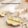 Omelette Pan 4-Cup Non-Stick Egg Frying Mold Heart-Shaped Mini Cooker Pan with Wooden Handle