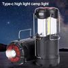 Фонарь для кемпинга на открытом воздухе, 4 режима, регулируемый, IPX4, водонепроницаемый, перезаряжаемый, магнитный, яркий, портативный, подвесной, для палатки, аварийное освещение для походов