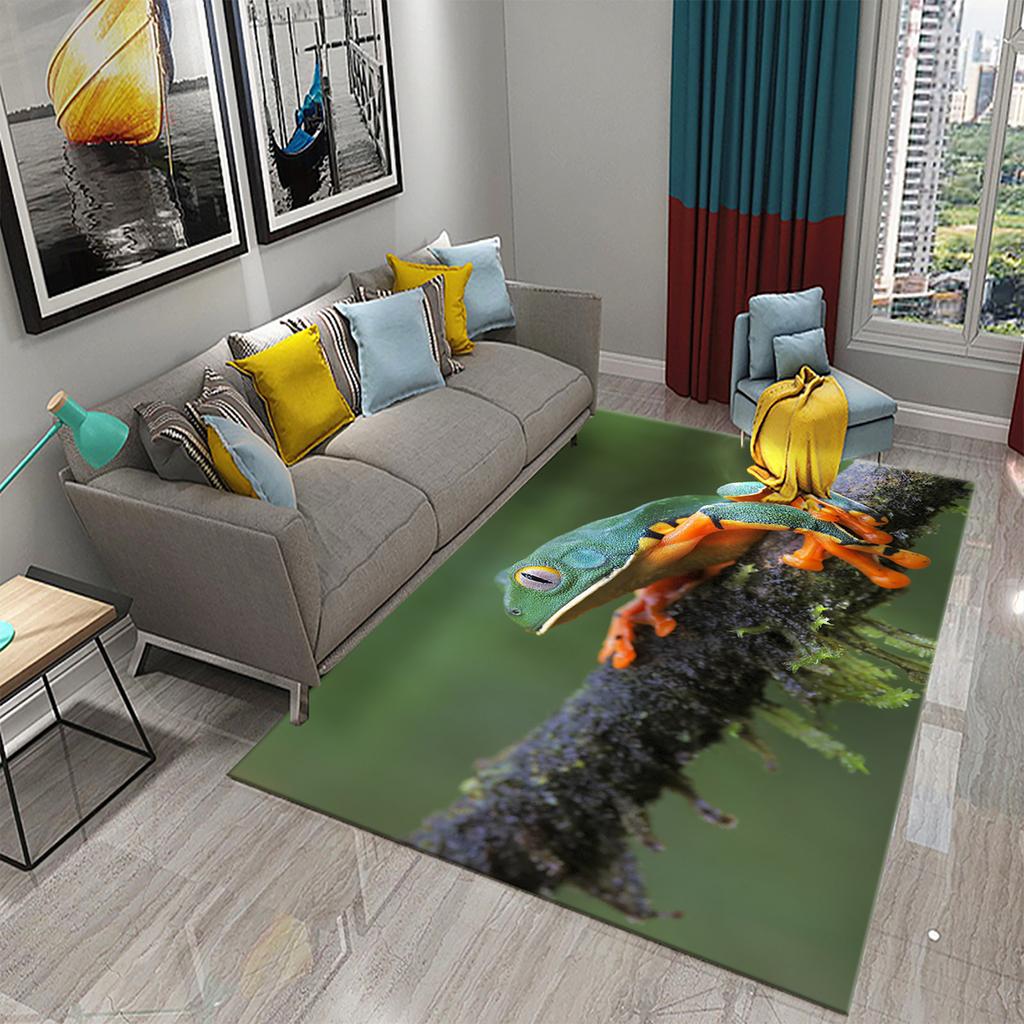 Ковер Лягушка Красочный Милый Ковер с Животным Принтом для Ванной Нескользящий Коврик для Зоны Гостиная Детская Спальня Напольный Коврик Декор для Прихожей