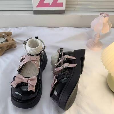 2025 новые маленькие кожаные туфли женские летние на платформе с круглым носком с юбкой нежные туфли Мэри Джейн в колледжском стиле Лолита