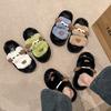 Fashion Women Home Slippers Cute Cartoon Warm Plush Ladies Fluffy Shoes Cozy Open Toe Cotton Slides Outdoor Non-Slip Platform Slippers