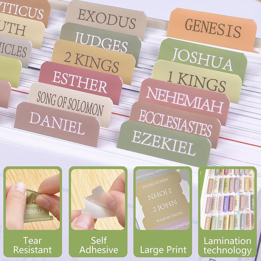 75Pcs Laminated Bible Tabs Large Print Bible Book Tabs Tear-resistant Bible Index Book Tabs Bible Study Journaling Supplies