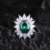 Heavy Industry Luxury Oval Ice Flower Cut Emerald Zircon Ring Suitable For Women's Wedding Parties Fashion Jewelry