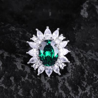 Кольцо Heavy Industry Luxury с изумрудом и цирконием в форме овального ледяного цветка, подходящее для женских свадебных вечеринок, модные ювелирные изделия