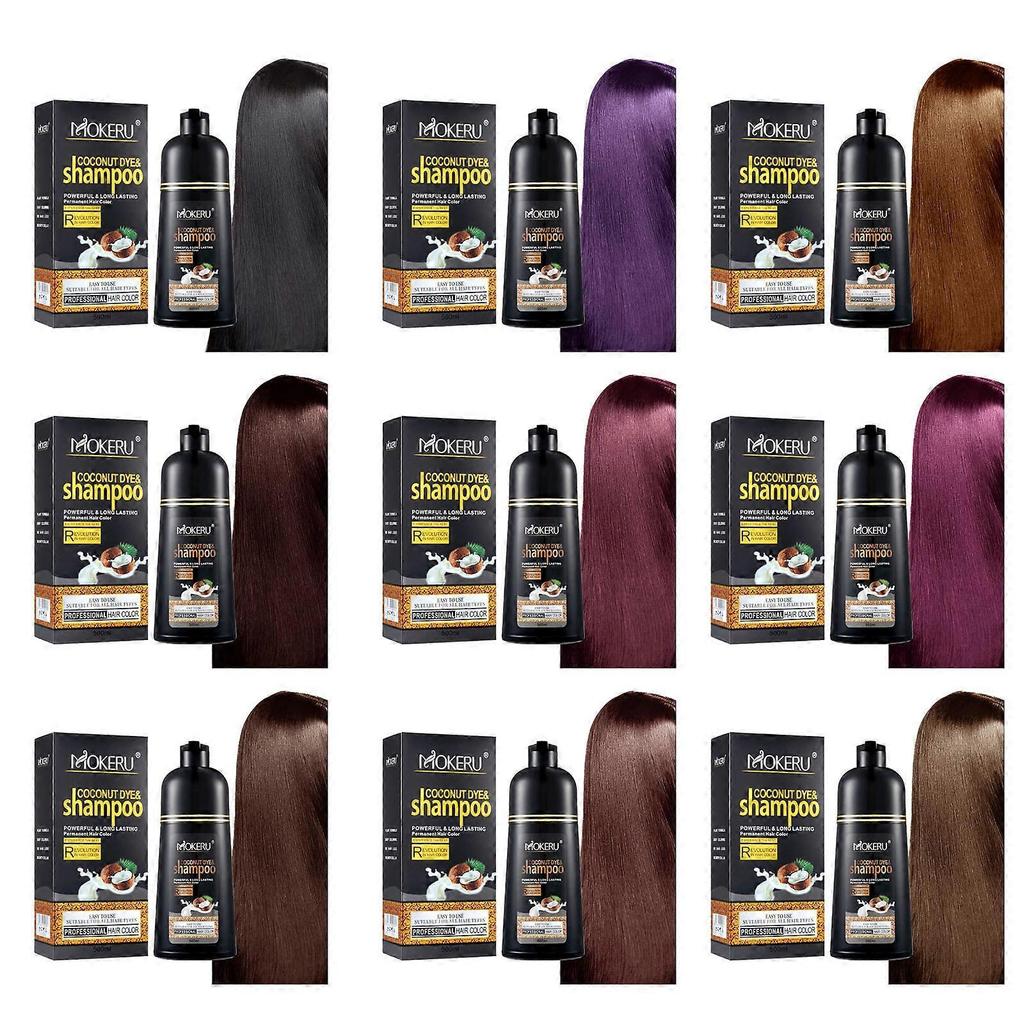 Black Instant Hair Color Shampoo for Gray Hair Hair Dye Shampoo Gray Coverage Coconut Coloring in Minutes for Women Men Burgundy