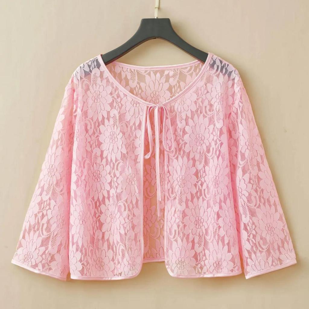 XL-6XL, женская высококачественная кружевная шаль с резным дизайном, весна-лето, кардиган большого размера, защита от солнца, тонкое пальто, рубашка с кондиционером