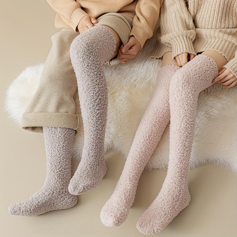 Winter Cold Resistant and Warm Plush Socks Over The Knee Socks with Plush and Thick Calf Socks, Comfortable and Soft Outdoor Leg Covers for Couples