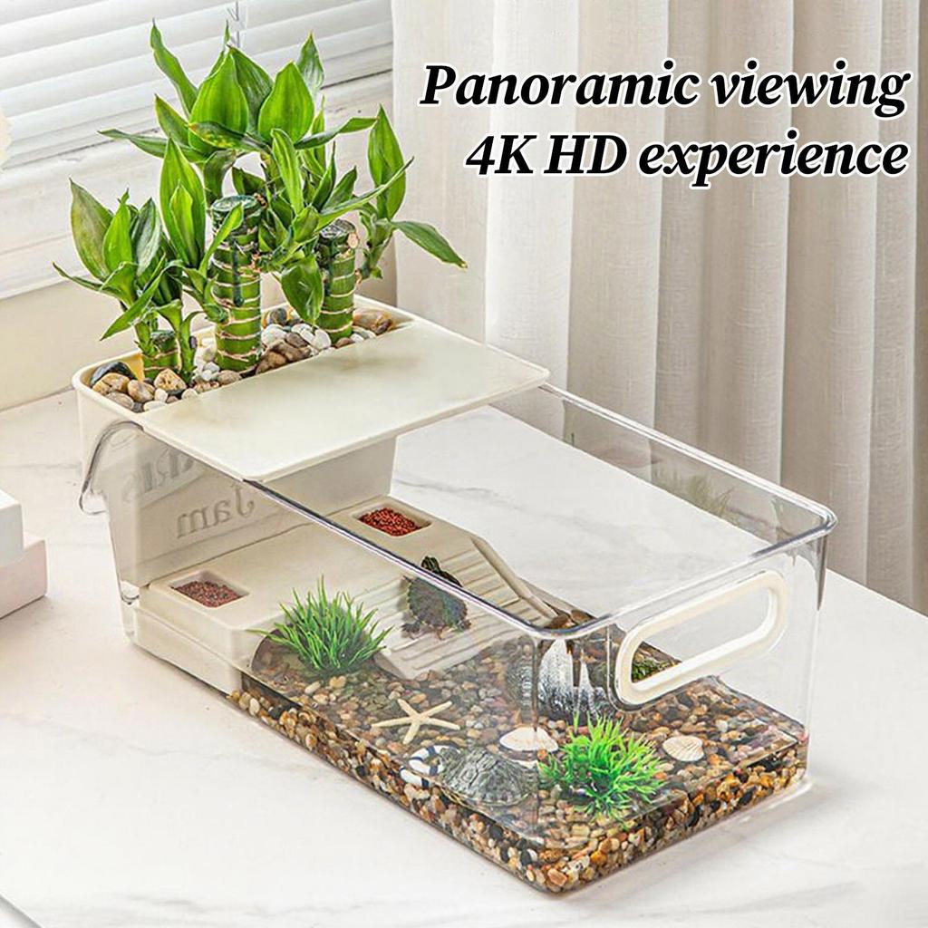 Аквариум для черепах Многофункциональный аквариум Прозрачный террариум для раков-отшельников, лягушек, рептилий, черепах. Среда обитания. Место для баскинга.