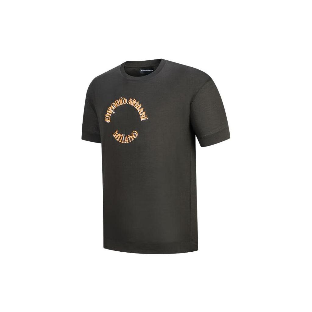Emporio Armani Мужская футболка с принтом логотипа SS23, круглым вырезом, коротким рукавом, топ Темно-серый 6L1TG3-1JSAZ-0561