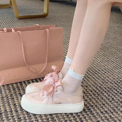 Версия из овчины~ Белые туфли на платформе для девочек, Женские новые комбинированные шелковые и атласные туфли на шнуровке в стиле колледжа, повседневные кеды