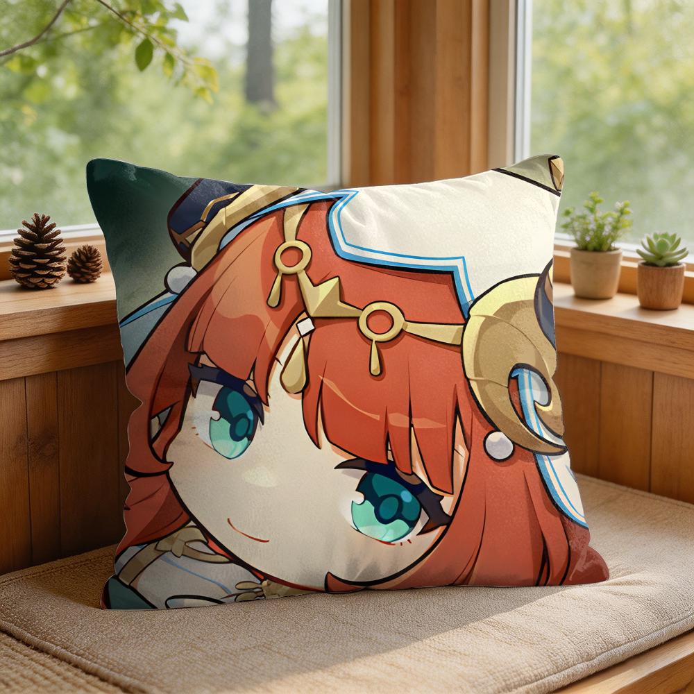 Nilou Cute Genshin Impact Cushion Cover Square Short Plush Pillow Case Living Room Sofa Home Decor Funda X