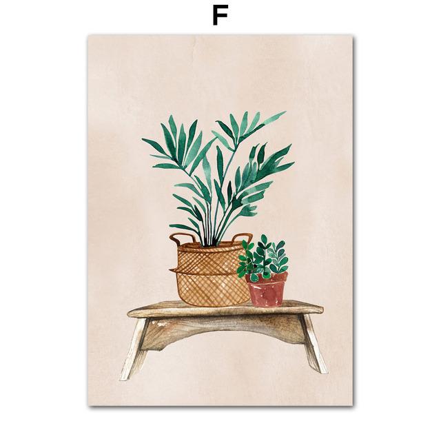 Современная скандинавская ваза Monstera в стиле бохо, подорожник, комнатное растение, настенная живопись на холсте, постеры и принты, фотографии для декора гостиной