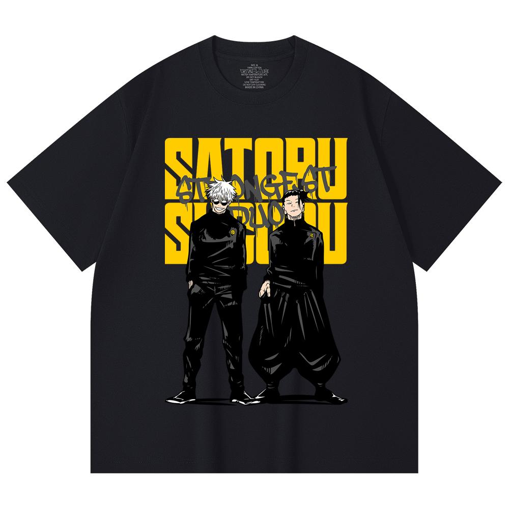 230 Gsm 100% Cotton Jujutsu Kaisen V44 Gojo Geto Print Unisex Heavy Cotton T Shirt