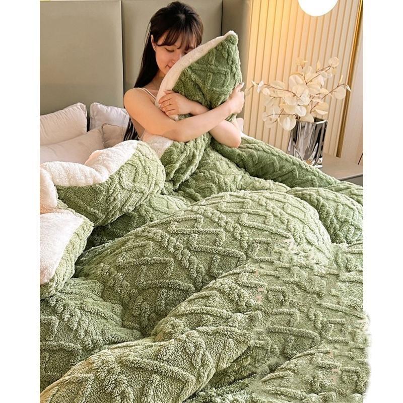 4 кг зимнее одеяло из овечьей шерсти, утолщенное теплое двойное одеяло, двустороннее плюшевое хлопковое одеяло
