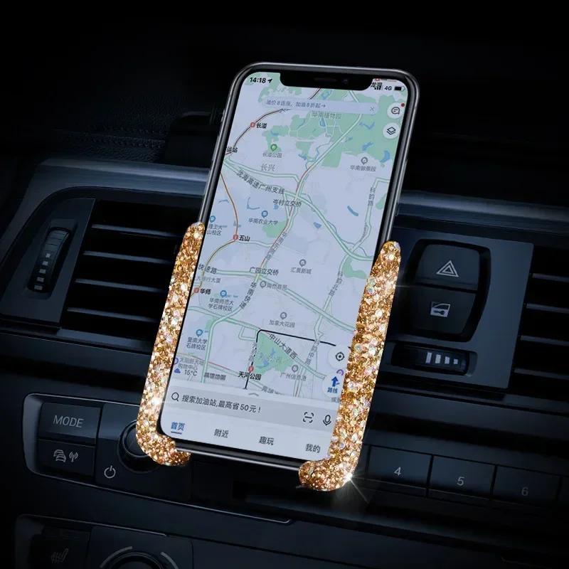 Crystal Car Phone Holder Air Vent Mount Clip Diamond Universal Smartphone Stand Hands-Free Car Accessories Bracket for Women