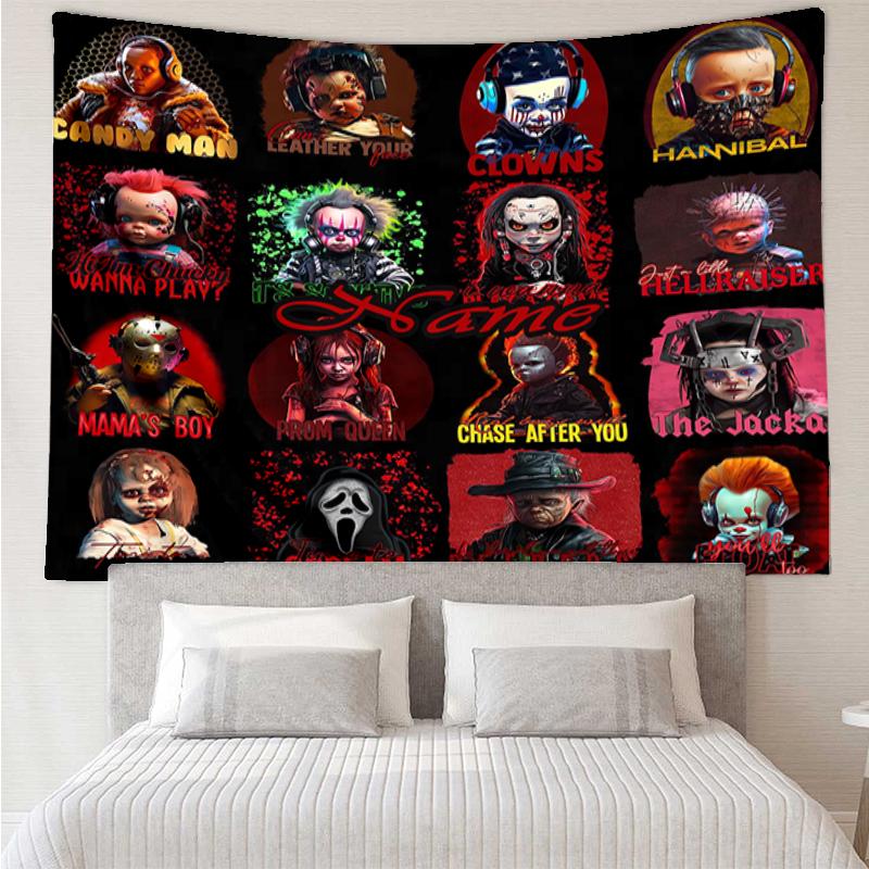 Custom Name Halloween horror Print Tapestry, Backdrop, Easy Setup, Ideal for Bedroom, Office & Living Room, with Aesthetic Wall Hanging Decor.