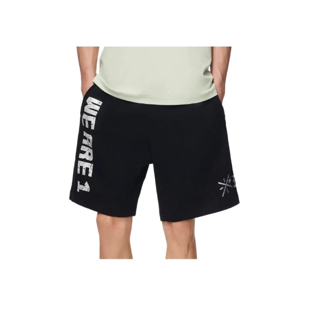 Li-Ning Мужские свободные вязаные спортивные шорты совместного бренда Wade X Glare, черные AKSS527-1