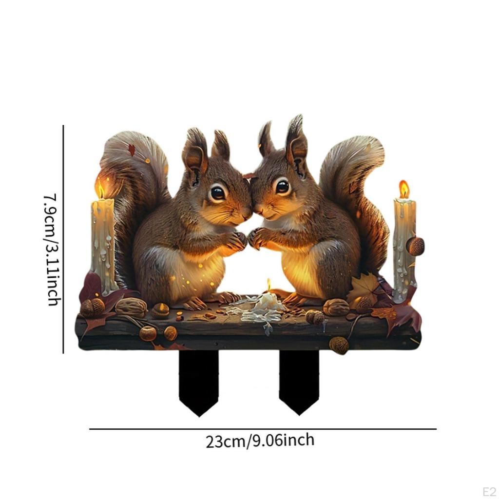 2D Плоский Акриловый Знак Две Белки Газон Декоративные Водонепроницаемые Универсальные Аксессуары