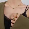 Wind Natural Square Emerald Zircon Collarbone Chain Niche Light Luxury Temperament Plated 18K Gold Necklace P115