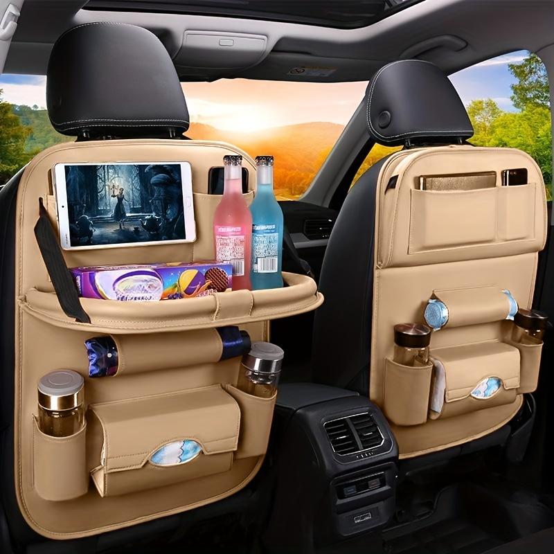 Premium All-in-One Car Back Seat Organizer Foldable Table, Kick Mats, Tissue Box, Cup & Umbrella Holders, Laptop Station, and Car Eating Tray