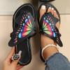 Fashion Fashion Print Butterfly Slippers for Woman 2024 Summer Lightweight Beach Flip Flops Women Outdoor Clip Toe Flat Slides Sandals