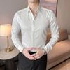 Men's High-End White Satin Long-Sleeve Shirt - Spring & Autumn Fashion