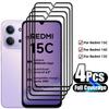 4Pcs/2Pcs Glass For Xiaomi Redmi 15C Tempered Glass For Redmi 15C 14C 13C Screen Protector HD Protective Phone Film Redmi 15C