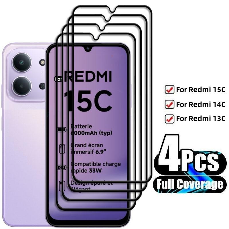 4Pcs/2Pcs Glass For Xiaomi Redmi 15C Tempered Glass For Redmi 15C 14C 13C Screen Protector HD Protective Phone Film Redmi 15C