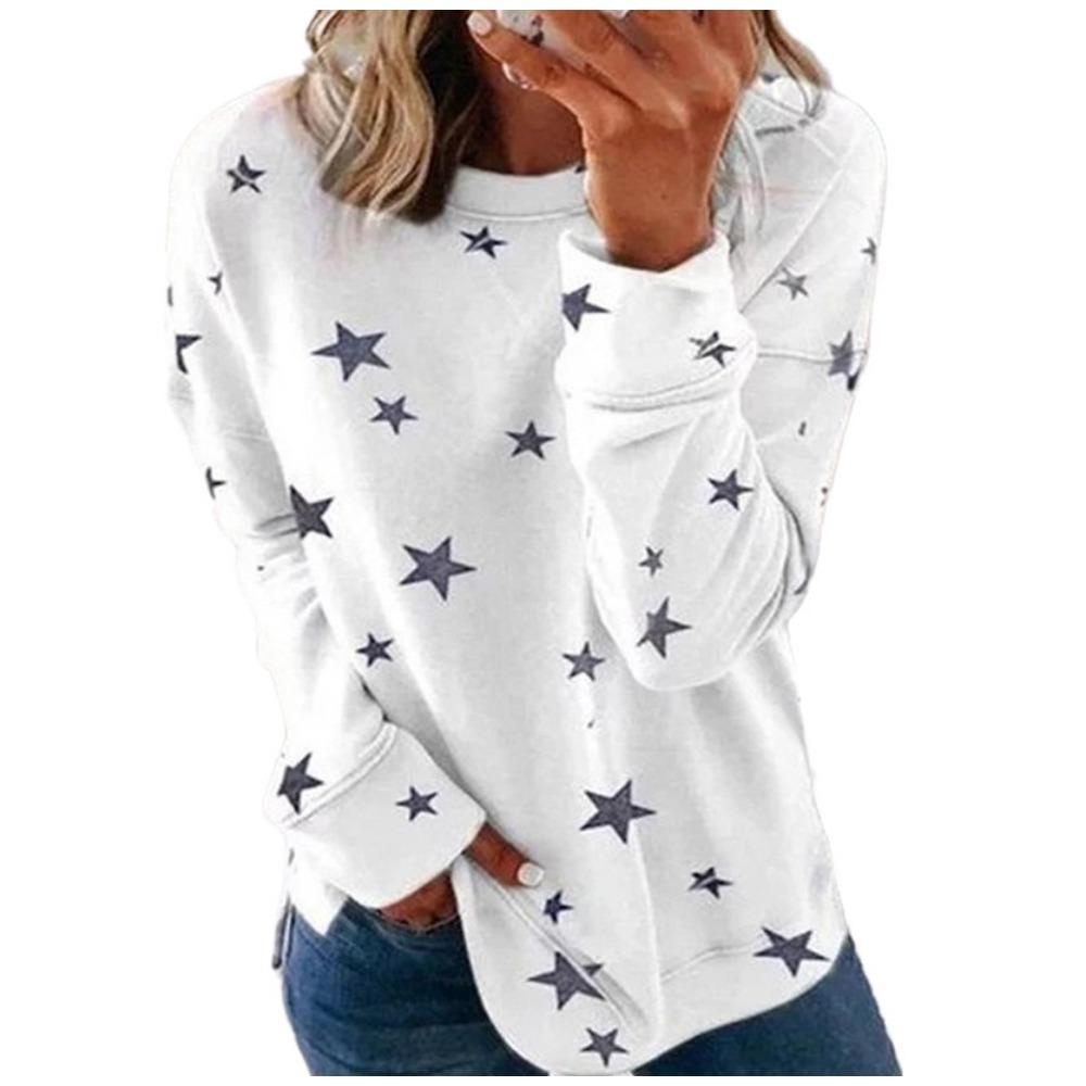 HNXC Женская мода повседневная осень-зима с длинным рукавом и принтом звезд с круглым вырезом с капюшоном и толстовки