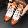Fashion Vintage Fashion Men's Brown Mixed Color Patent Leather Lace Up Flats Brogues Shoes Casual Oxford Formal Dress Wedding Footwear