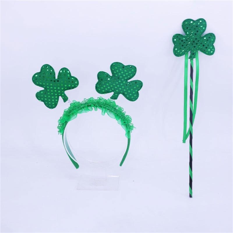 Irish Leprechaun Headband Party Costume Glitter Shamrock Party Karaoke Photo Props Party Blingbling Hair Hoop Nightclub