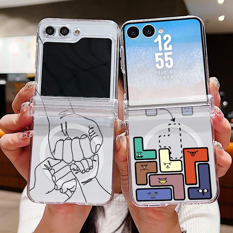 Чехол с принтом «Цветные блоки и точки» для Samsung Z FLIP 7 FE 6 5, складной чехол-книжка с магнитной петлей для Galaxy Z Flip7 Flip6 Flip5