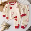 Kids Boys Girls Warm Pajamas Cute Cartoon Long Sleeve T-Shirt + Pants Toddler Baby Autumn Underwear Clothing Sets
