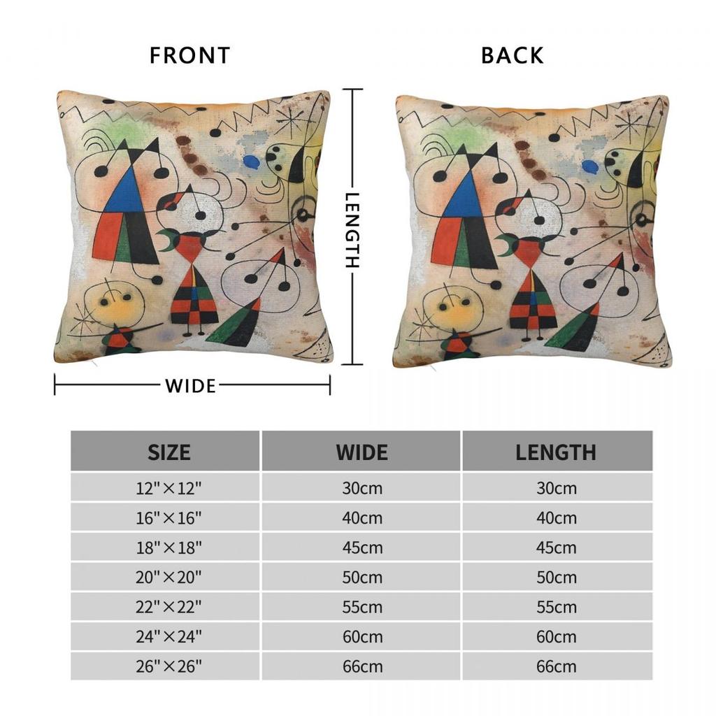 Joan Miró Square Pillowcase Polyester Linen Velvet Pattern Zip Decor Home Cushion Case 45X45