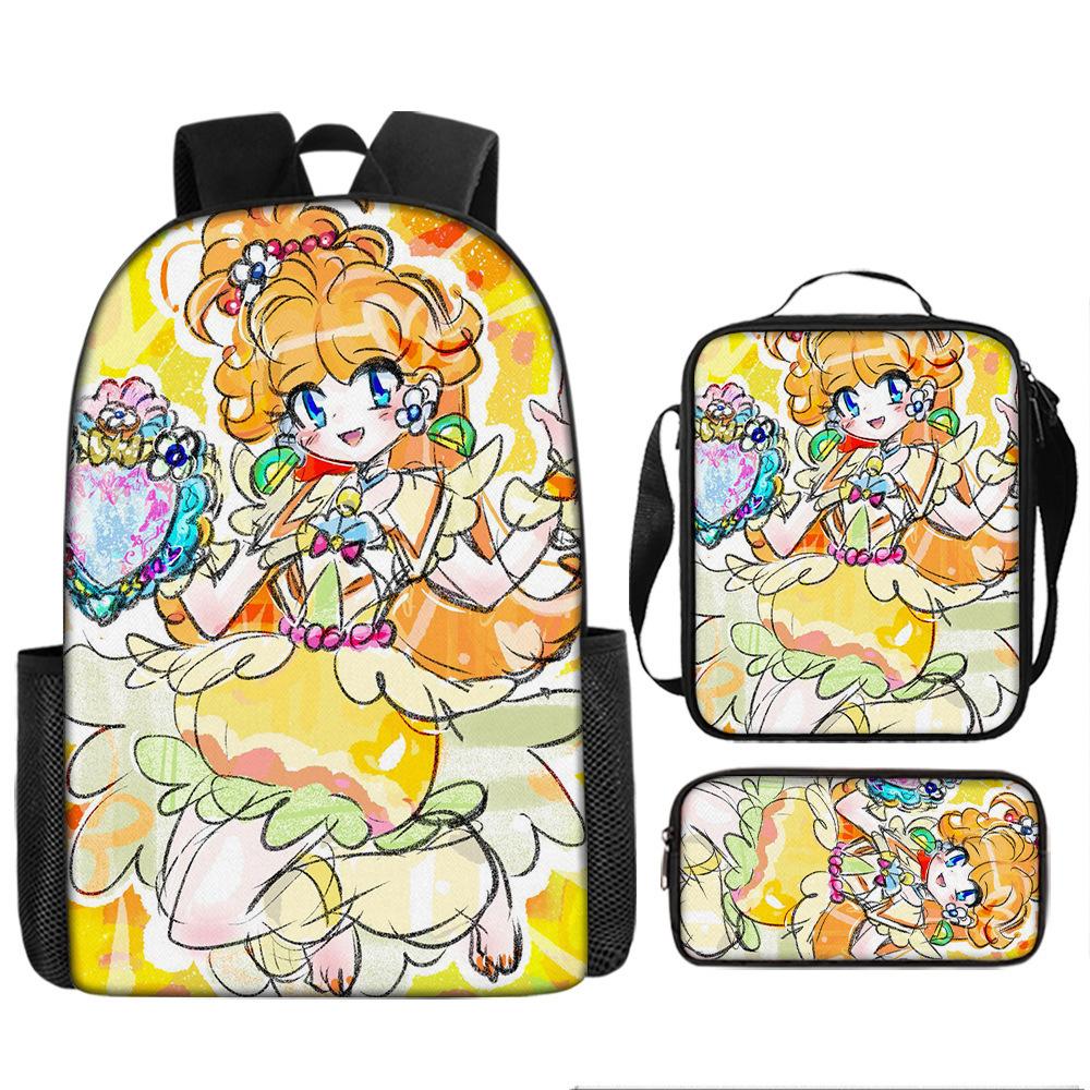 Large Capacity Backpack Set Super Mario Graphic Kids Backpack School Bag 3-Piece Set for Children