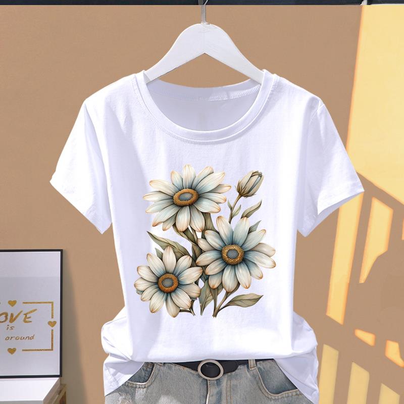 (Asian Size) Lovely Cute Wing Short Sleeve T-shirts Trend T Clothing Fashion Print Female Casual Women's Top Graphic Tee