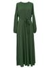 2022 Muslim Women's Solid Color Slim Tie-up Long Dress - Middle Eastern Dubai Fashion