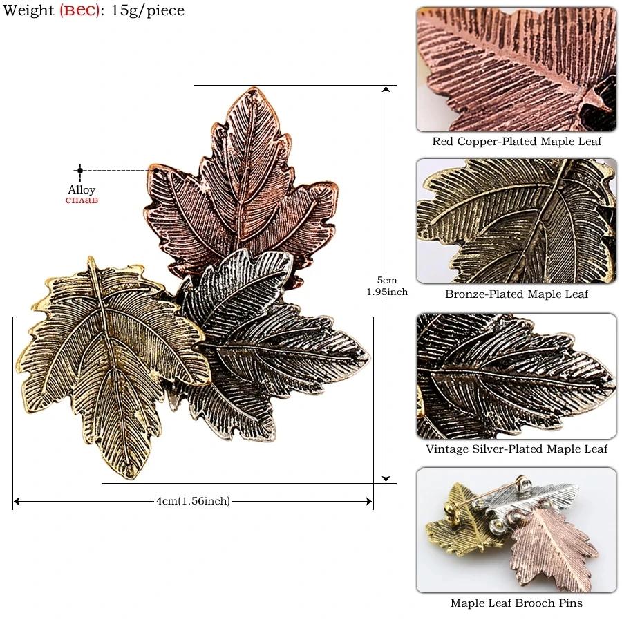 Vintage Brooch Wedding Gold/Silver Plated Maple Leaf Brooches Pins Exquisite Collar for Women Dance Party Accessories Gifts