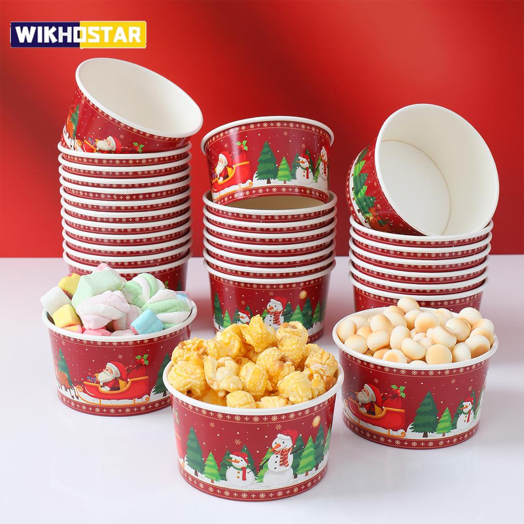 Christmas Santa Claus Paper Bowl Noel Snowman Disposable Bowl Merry Christmas Decor for Home 2025 New Year 2026