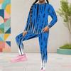 Girls Printed Two Piece Set Round Neck Long Sleeve Top Fitted Pants Black White Khaki