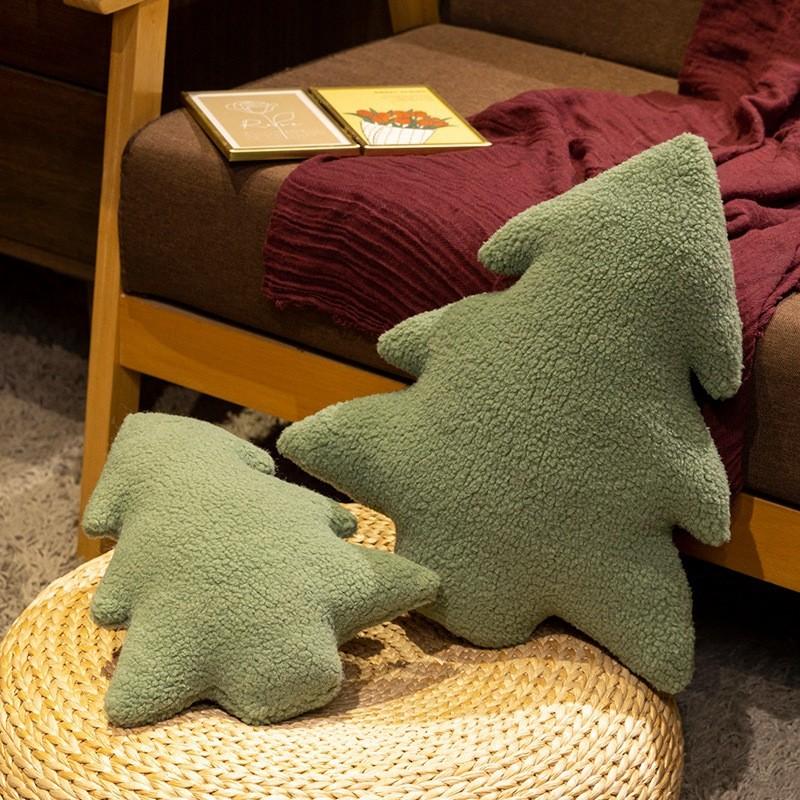 Festive Christmas Tree Plush Pillow With Padded Pp Cotton Filling For Sofa Decor